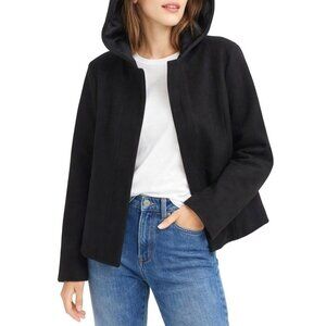 J. Crew Wool Blend Hooded Cropped Jacket Black Coat